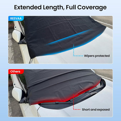 REEVAA Upgraded Car Windshield Cover for Ice & Snow [Military-Grade Protection] Secure Fit Weatherproof Frost Cover, Winter Accessories