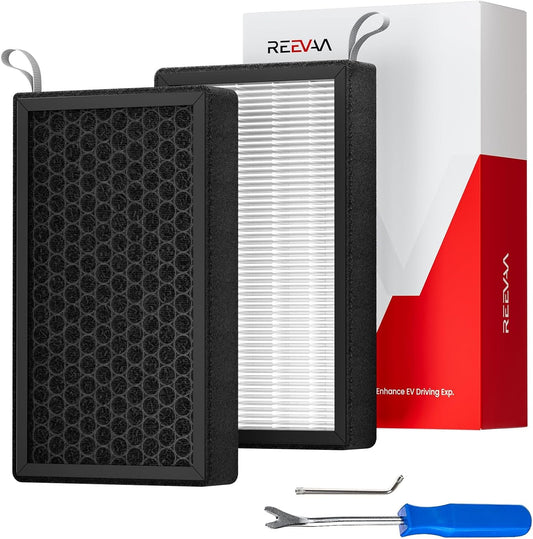 REEVAA 2024 Upgraded HEPA Tesla Model Y Cabin Air Filter | 500 Extreme Filtration Tested | Premium Activated Carbon | Design for Model Y | Replacement Accessories with Install Tools (2016-2024)