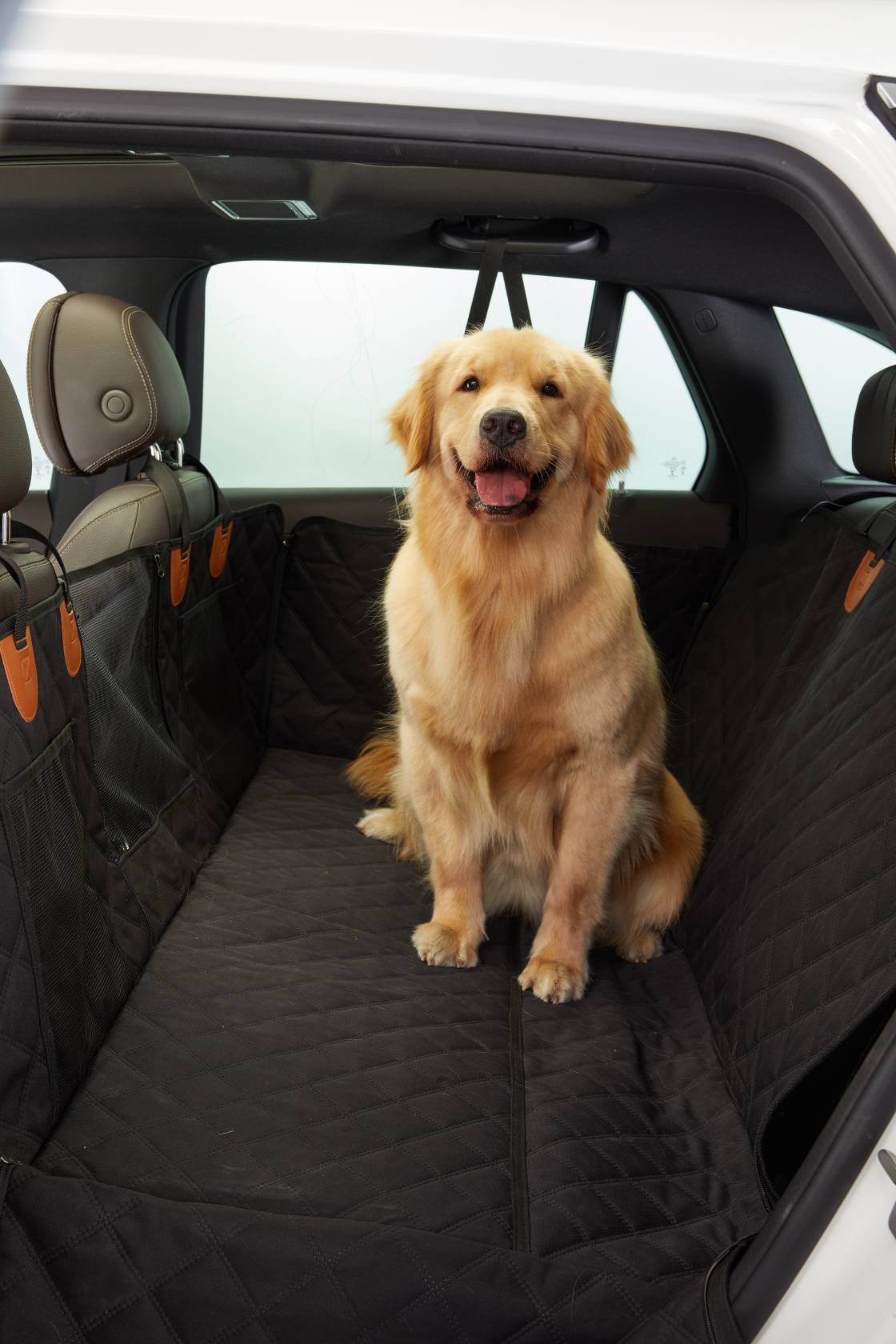 REEVAA Dog Car Seat Cover for Back Seat Hard Bottom-Detachable, Supports 400 lbs, 100% Waterproof, Anti-Scratch, Firmly Anchored, Dog Back Seat Extender for Cars, SUVs, Trucks