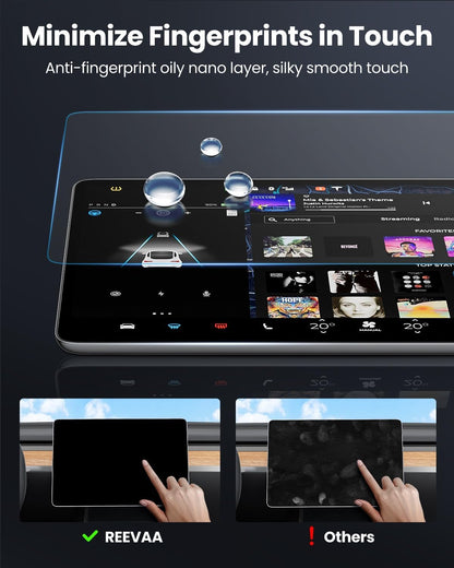 REEVAA Tempered Glass Screen Protector for Tesla Model Y [Anti-glare, Anti-Fingerprint] Designed for Model Y (2025-2020) Dashboard Touchscreen, Auto Alignment Kit Accessories, Matte