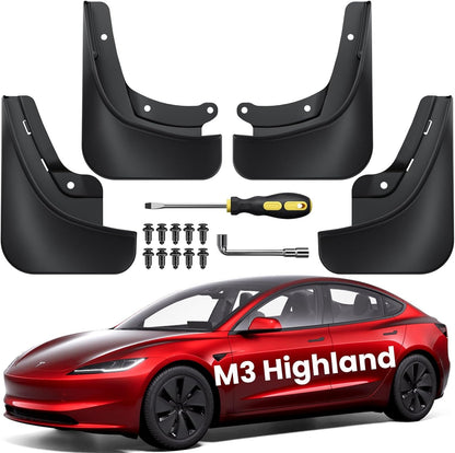 REEVAA 2024 Upgrade Tesla Accessories - Mud Flaps [Military-Grade Upgrade] [No Drilling Required] All-Weather Mud Splash Guard Body Kits for Tesla Model S/X/3/Y